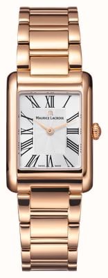Maurice Lacroix Fiaba Square (24mm) Silver Sunbrushed 'fliniqué' Dial / Rose-Gold PVD Stainless Steel Bracelet FA1205-PVP02-110-1