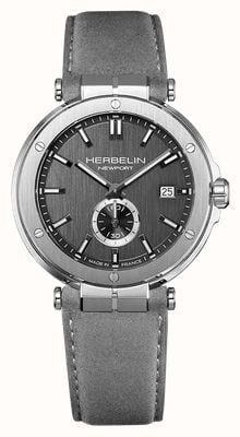 Herbelin Mała sekunda Newport (40,5 mm) z kwarcowym mechanizmem, szara tarcza / szary skórzany pasek 18389A22GR