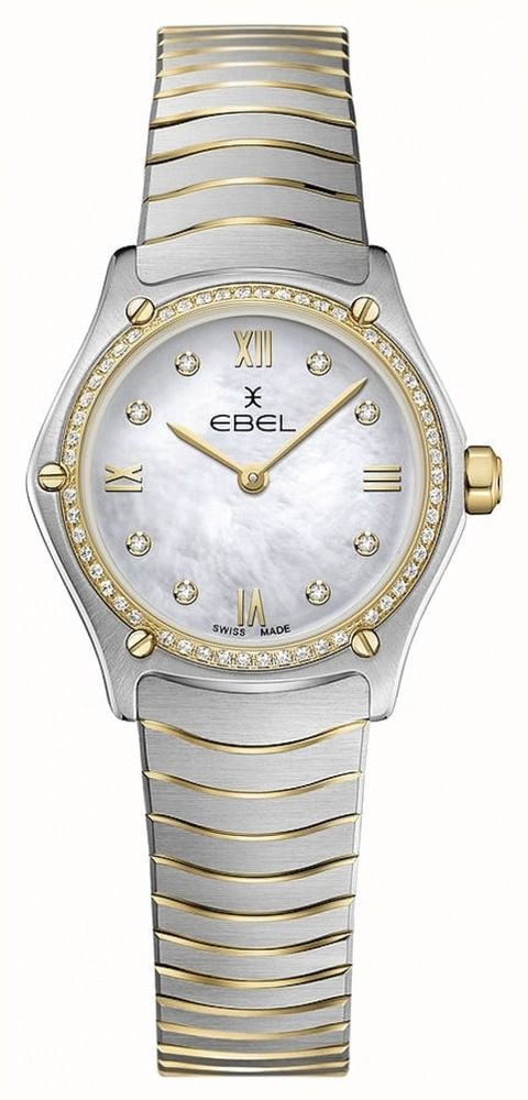 EBEL Sport Classic Mini 61 Diamonds 24mm Mother Of Pearl Dial 18K Gold 1216412A First Class Watches USA