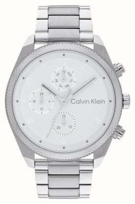 Calvin Klein Męski Impact (44 mm) z białą tarczą / bransoletą ze stali nierdzewnej 25200356