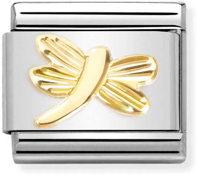 Nomination Classic Dragonfly 18ct Gold & Steel Charm 030149/56