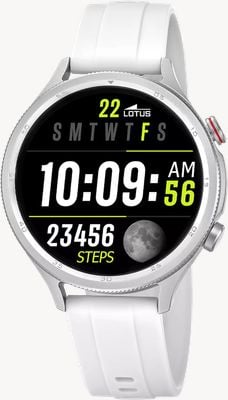 Lotus Smartime Naya Lite Smartwatch der 2. Generation (43,5 mm) mit Digitalanzeige und weißem Kautschukarmband 50203/1