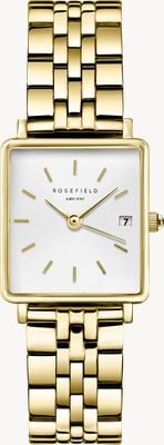 Rosefield Boxy xs (22mm) ホワイトダイヤル / ゴールドメッキステンレススチールブレスレット QMWSG-Q021