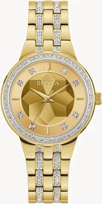 Bulova Phantom kristal (32 mm) gouden wijzerplaat / gouden pvd roestvrijstalen armband 97L176
