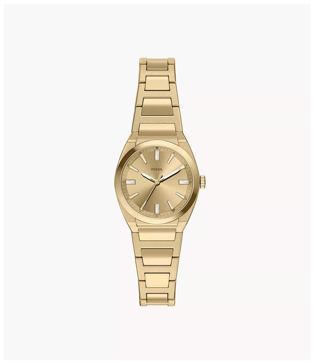 Fossil Everett Three-Hand Gold-Tone Stainless Steel Watch in Multi