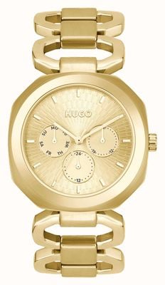 HUGO Vrouwen #intens | gouden wijzerplaat | gouden roestvrijstalen armband 1540150