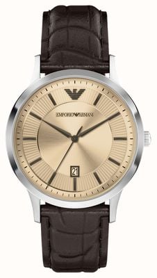 Emporio Armani Renato (43 mm) tarcza w kolorze szampańskim / brązowy pasek skórzany AR11783