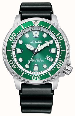 Citizen Promaster sea eco-drive homme cadran vert bracelet pu noir BN0158-18X