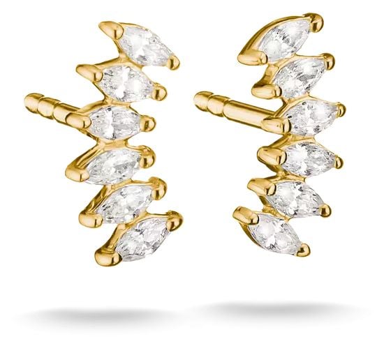 Thomas Sabo Soft-Curve Stud Earrings W/White Zirconia in Gold