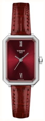 Tissot Kwarcowy zegarek Srv (21,8 mm) z czerwoną tarczą słoneczną / czerwonym paskiem ze skóry aligatora T1601101642300