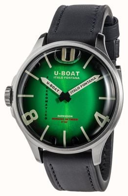 U-Boat Darkmoon Kama SS (46.5mm) Photochromic Green-Black Soleil Dial / Black Calfskin Leather Strap Watch 3342