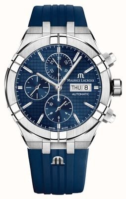 Maurice Lacroix Aikon chronographe automatique jour/date (44mm) cadran bleu / caoutchouc bleu AI6038-SS000-430-4