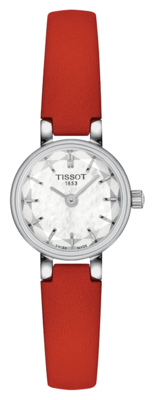 Tissot Belle femme | cadran cristal | bracelet en cuir rouge montre