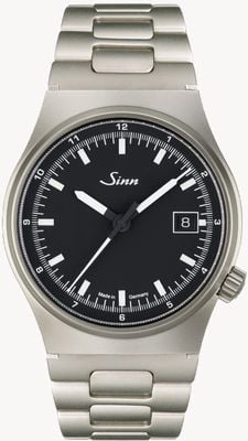 Sinn 544 Automatik (38,5mm) Zifferblatt mattSchwarz / Edelstahl-H-Gliederarmband-Uhr 544.010 H LINK