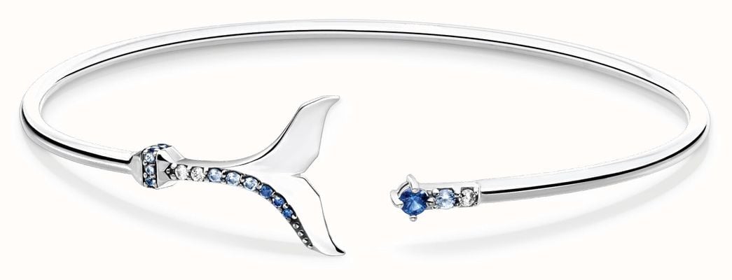 Thomas Sabo Dolphin Tail Fin Blue Stones Sterling Silver Bangle 16cm AR109-644-1-L16