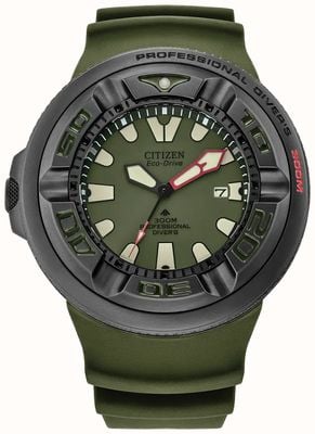 Citizen Мужские часы promaster diver ecozilla eco-drive с зеленым циферблатом зеленый полиуретановый ремешок BJ8057-09X