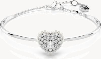 Swarovski Next Hyperbola bangle, Heart, White, Rhodium plated 5684385