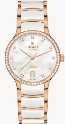 RADO Centrix Automatic Diamonds (35mm) White Mother-of-Pearl Dial / White Ceramic Rose Gold-Tone Bracelet R30230902