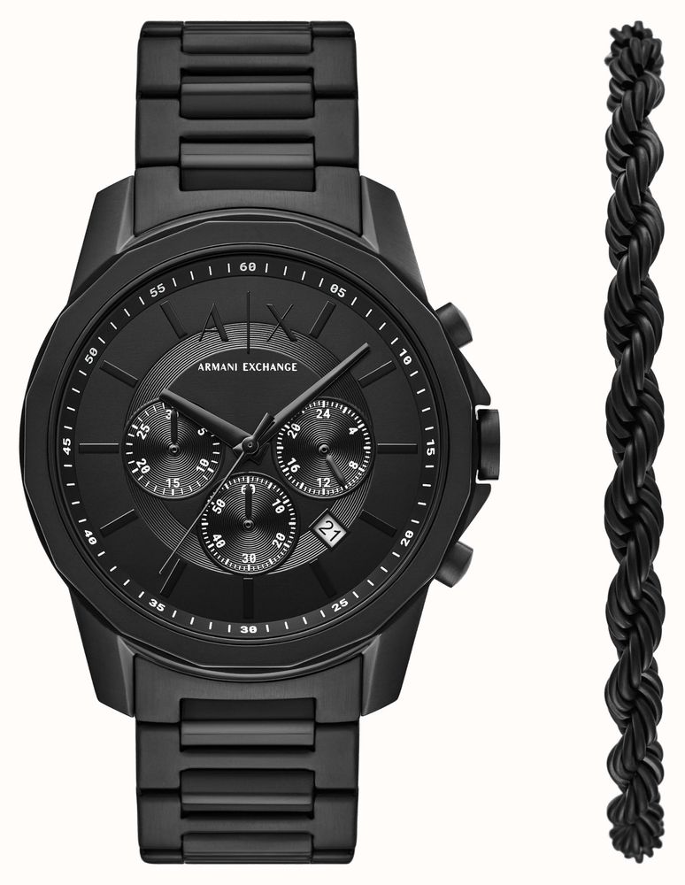 Armani Exchange Geschenkset Mit Uhr Und Armband (44 Mm) Schwarzes