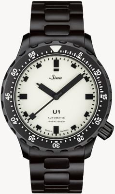 Sinn U1 s l Automatik, limitierte Auflage (44 mm), voll leuchtendes Zifferblatt, schwarzes, hartbeschichtetes Edelstahlarmband 1010.0243 H LINK