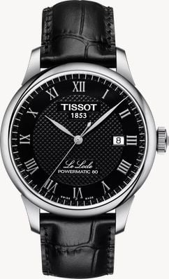 Tissot ル・ロックル パワーマティック 80 (39.3mm) ブラックダイヤル / ブラックレザーストラップ T0064071605300