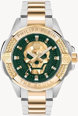 Philipp Plein HIGH-CONIC - THE $KULL (44mm) Green & Gold Dial / Two-Tone Stainless Steel Bracelet PWAAA2825