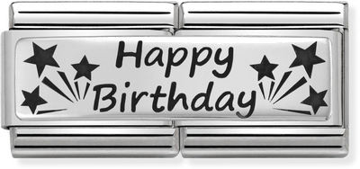 Nomination Classic Happy Birthday Sterling Silver & Steel Charm 330710/13