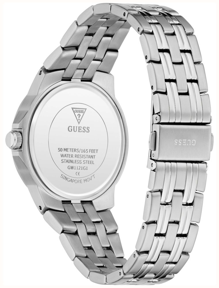 Guess Guess Mens Archie Blue Sunray Dial Silver-Tone Stainless Steel Bracelet GW1121G1 - alternate view 3
