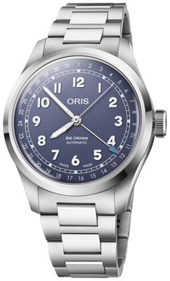 ORIS Ponteiro de coroa grande com data automática (40 mm), mostrador lilás / pulseira de aço inoxidável 01 754 7798 4068-07 8 20 06