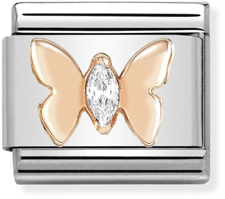 Nomination Classic Butterfly 9ct Rose Gold & Steel Charm 430305/19