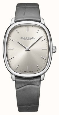 Raymond Weil Toccata heritage mechaniczny (33 mm) ze srebrną tarczą słoneczną / szarym skórzanym paskiem 2280-STC-64001