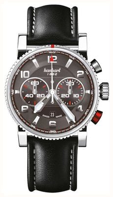 Hanhart Primus racer cronografo automatico (44 mm) quadrante antracite / cinturino in pelle nera - m 741.240-0020