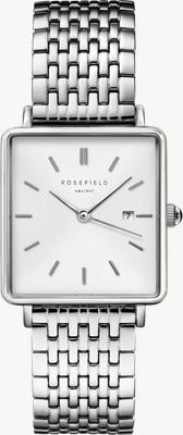 Rosefield ボックス型（26mm）ホワイト文字盤 / ステンレススチールブレスレット QWSS-Q08