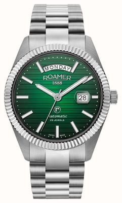 Roamer Primeline Day-Date II con quadrante verde e cassa da 42 mm 981666 41 75 50
