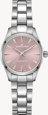 Hamilton Jazzmaster Quarz (32 mm) rosafarbenes Zifferblatt mit Sonnenschliff / Edelstahlarmband H32301171