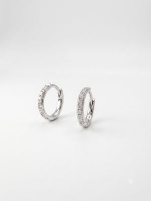 Bass Jewellery 9ct White Gold 0.70ct Diamond Hoop Mini Huggie Hoops E2162