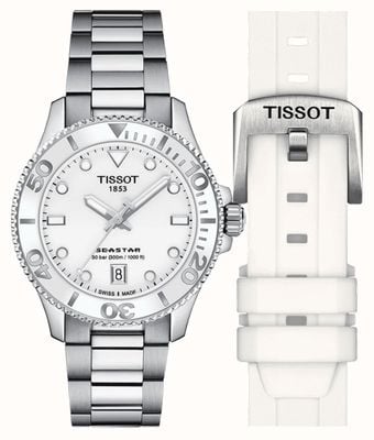 Tissot Seastar 1000 | 36mm | mostrador branco | aço inoxidável T1202101101100