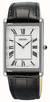 Seiko Classic Dress (27.2mm) White Dial / Black Leather Strap SWR103P1