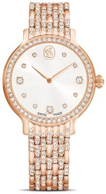 Swarovski Imber (31 mm) silbernes Sunray-Zifferblatt / kristallbesetztes Roségold-PVD-Edelstahlarmband 5713883