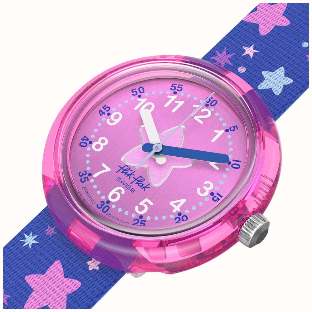 Flik Flak Children's Girls Pink and Purple To The Stars Themed Quartz FPNP190 - vista alternativa 2