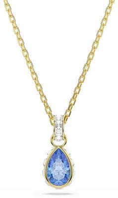 Swarovski Chroma pendant, Pear cut, Blue, 18K gold finish 5757786