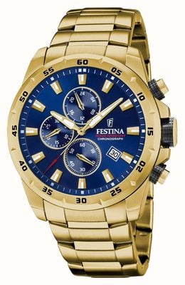 Festina Men's Chronograph | Blue Dial | Gold PVD Bracelet F20541/2