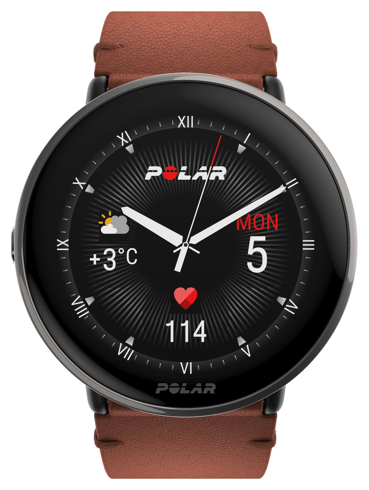 Polar Ignite 3 bracelet en cuir brun titane bronze ensemble montre