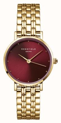 Rosefield Kleine Ausführung (26 mm) burgunderrotes Zifferblatt / vergoldetes Edelstahlarmband SEGSG-SE01