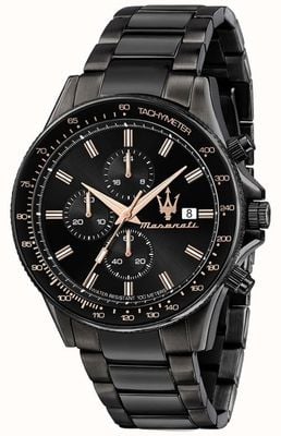 Maserati Sfida maschile | quadrante cronografo nero | bracciale in acciaio inossidabile nero R8873640011