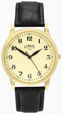 Limit クラシッククォーツ（38mm）、クリーム色の文字盤／ブラックのPUレザーストラップ 50065