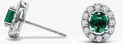 Clarity Jewellery 18ct White Gold Emerald And Diamond Halo Earrings CE300031E