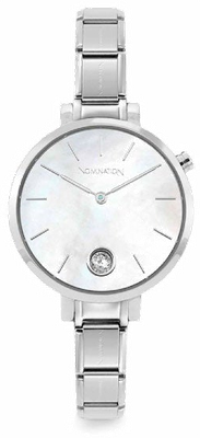 Nomination PARIS Watch With Steel Band ROUND With Zircon WHITE Mother-of-pearl 076033/008