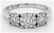 18ct White Gold Three-Cluster 0.50ct Diamond Engagement Ring JM4572