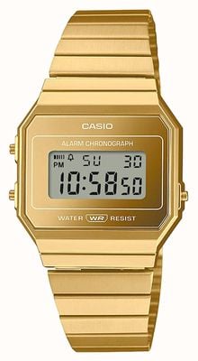 Casio Винтажный цифровой хронограф-будильник серии A700 - золото A700WEVG-9AEF